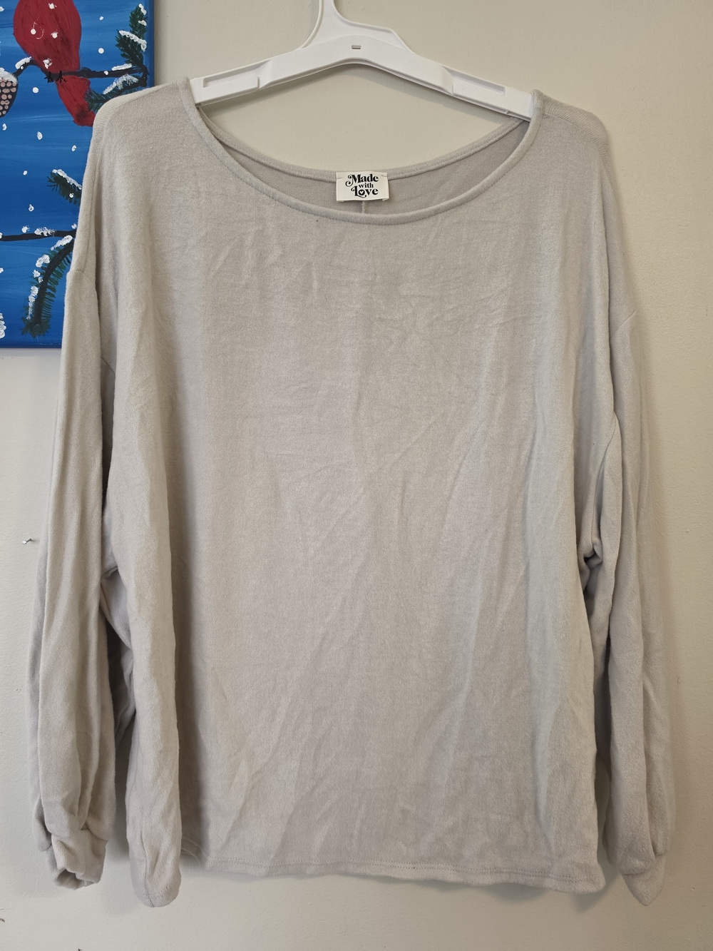 Made With Love Light Gray Long Sleeve Top - Very Soft